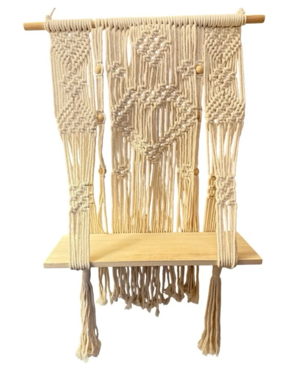 Macramé Wall Shelf in Natural Cream